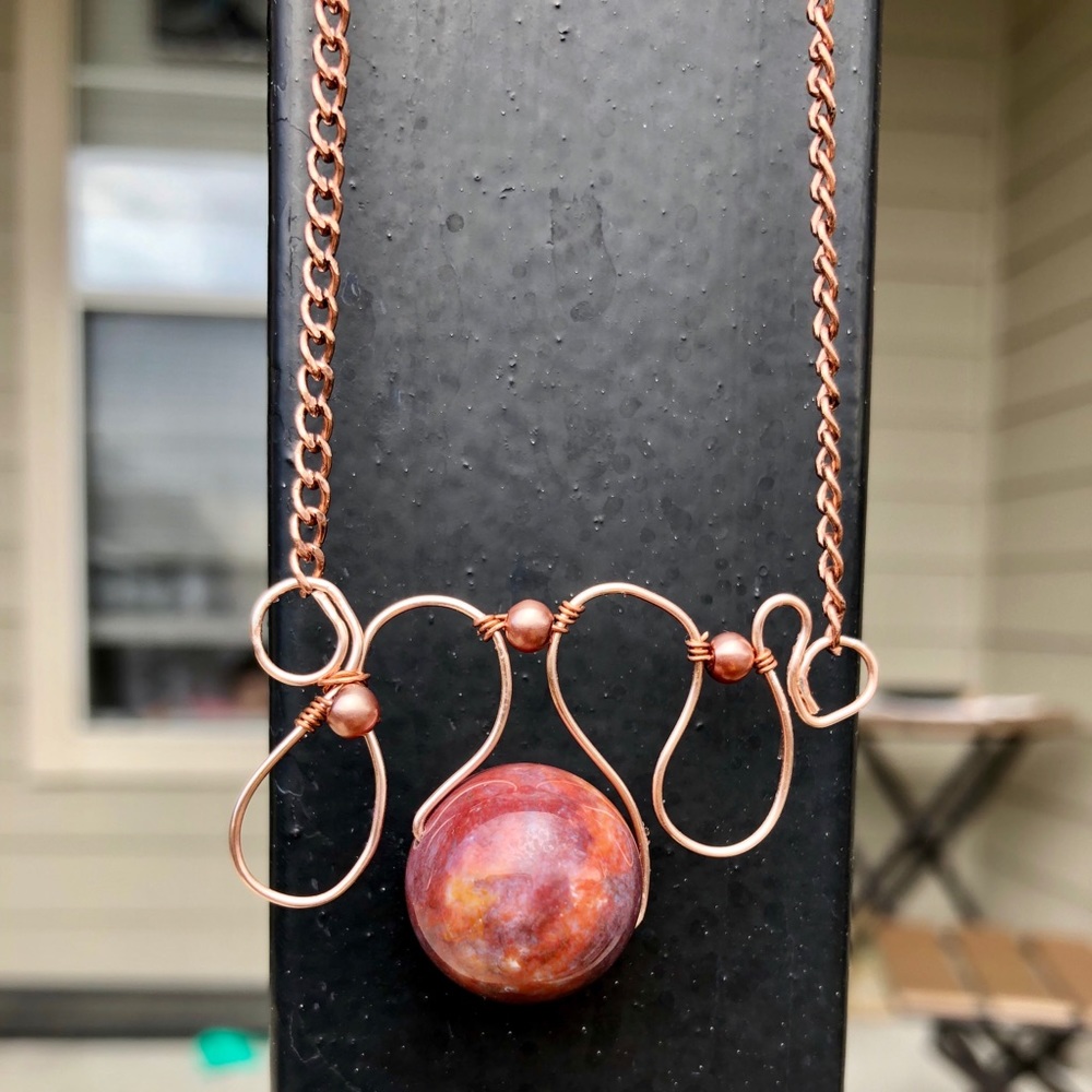 Red/Marble Jasper Handmade Necklace!